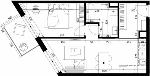 Plan 2 pok. 43m²