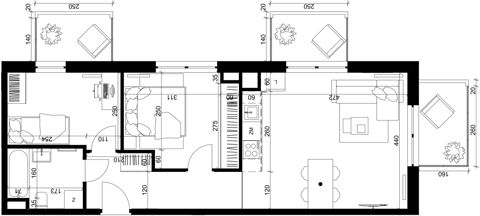 Plan 3 pok. 54m²