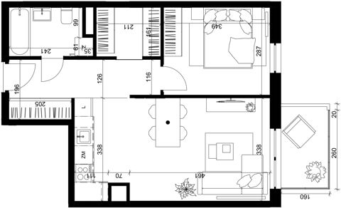 Plan 2 pok. 46m²