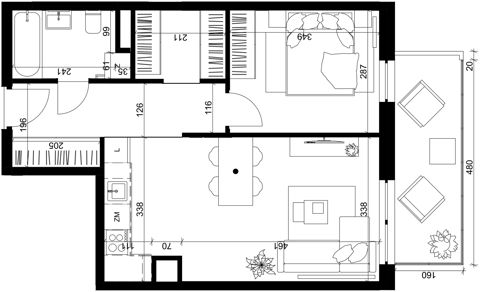 Plan 2 pok. 46m²