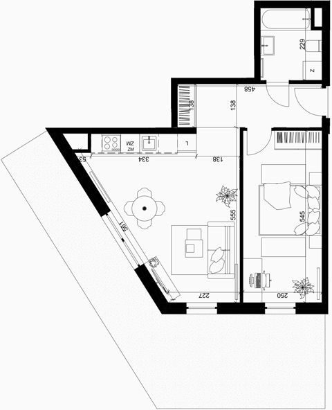 Plan 2 pok. 45m²