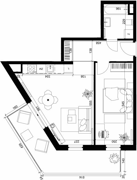 Plan 2 pok. 45m²