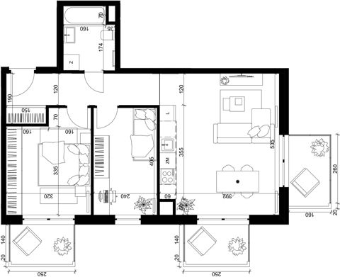 Plan 3 pok. 58m²