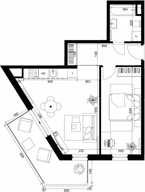 Plan 2 pok. 45m²