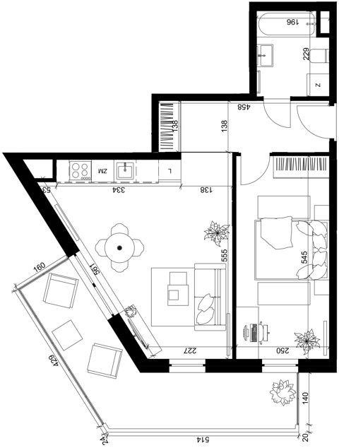 Plan 2 pok. 45m²