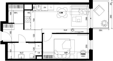 Plan 2 pok. 43m²