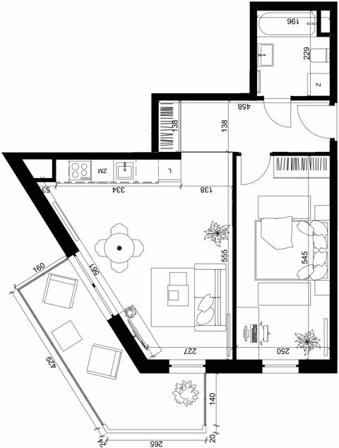 Plan 2 pok. 45m²