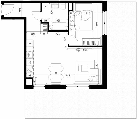 Plan 2 pok. 45m²