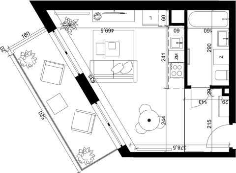 Plan 1 pok. 28m²
