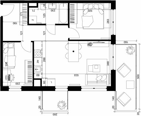 Plan 3 pok. 51m²