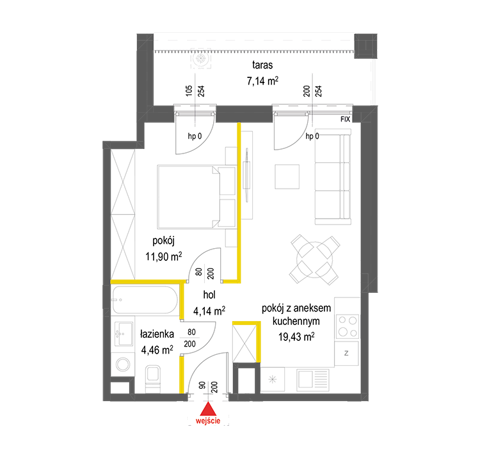 Plan 2 pok. 40m²