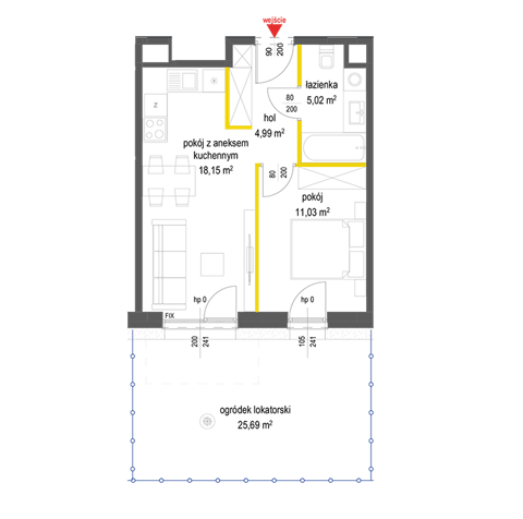 Plan 2 pok. 39m²