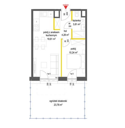 Plan 2 pok. 38m²