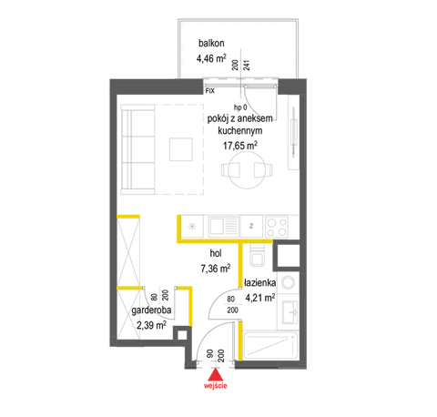 Plan 1 pok. 32m²