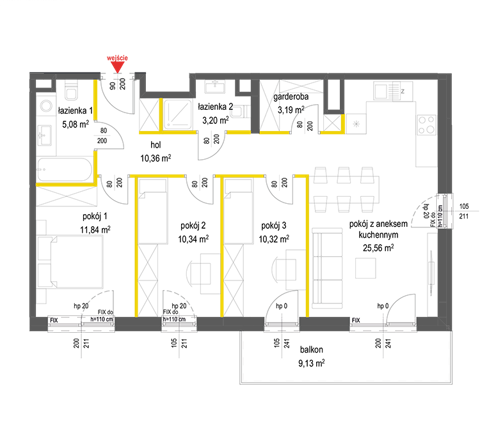 Plan 4 pok. 80m²