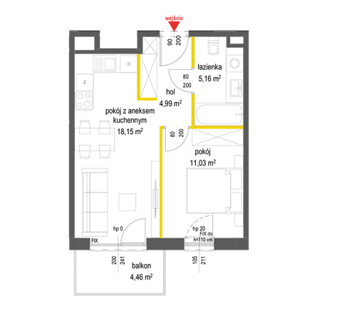 Plan 2 pok. 39m²