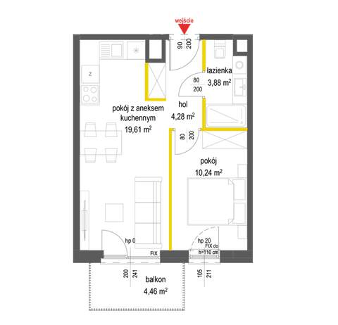 Plan 2 pok. 38m²