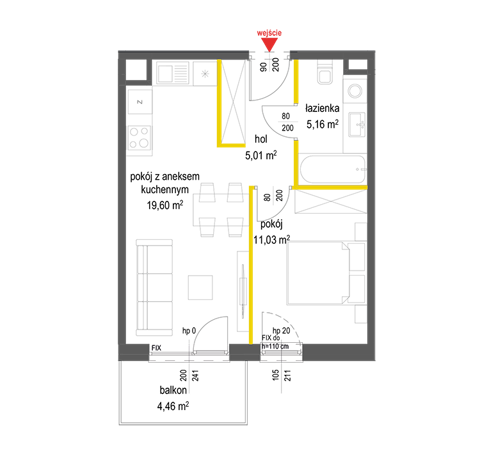 Plan 2 pok. 41m²