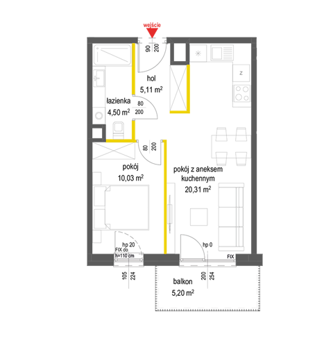 Plan 2 pok. 40m²