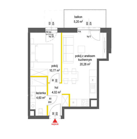 Plan 2 pok. 40m²