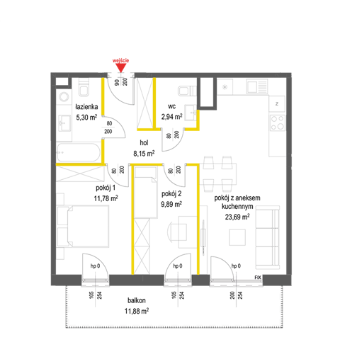 Plan 3 pok. 62m²