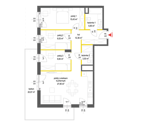 Plan 4 pok. 84m²