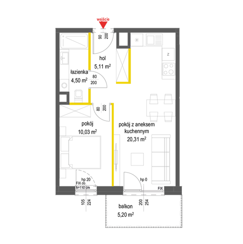 Plan 2 pok. 40m²