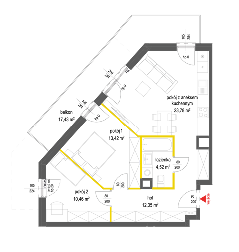 Plan 3 pok. 65m²