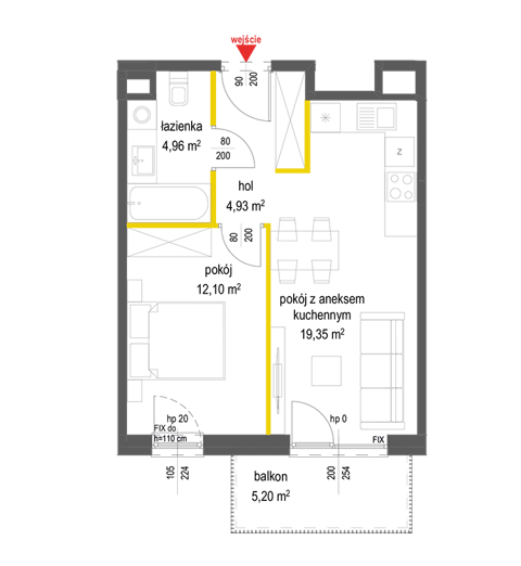 Plan 2 pok. 41m²