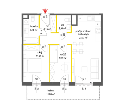 Plan 3 pok. 62m²