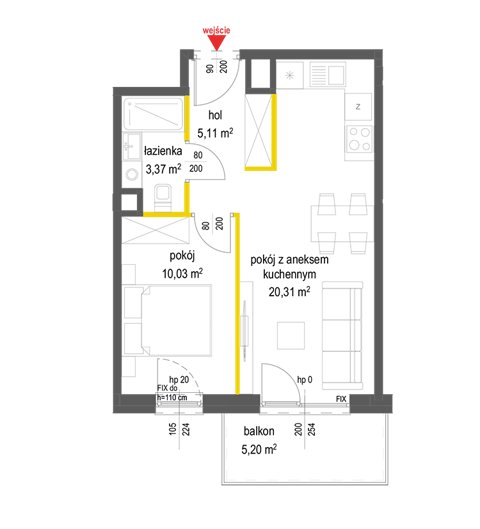 Plan 2 pok. 39m²