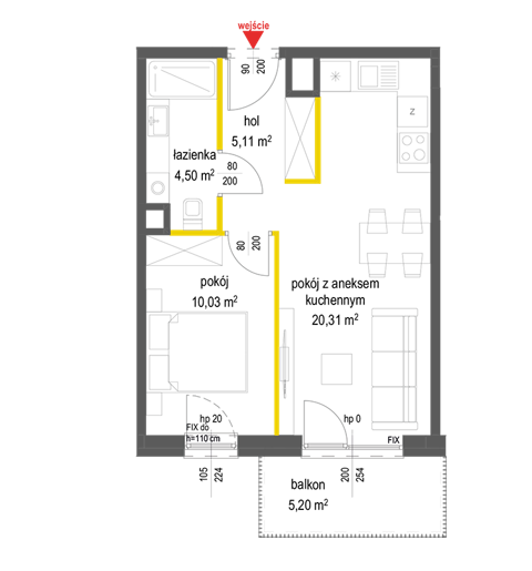 Plan 2 pok. 40m²