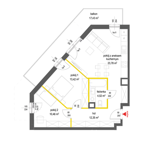 Plan 3 pok. 65m²
