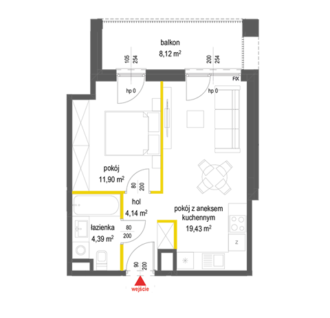 Plan 2 pok. 40m²