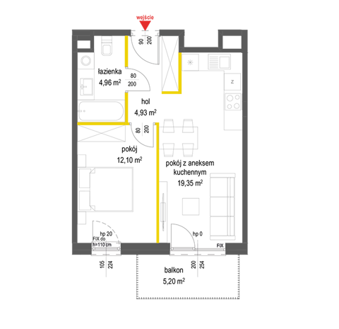 Plan 2 pok. 41m²