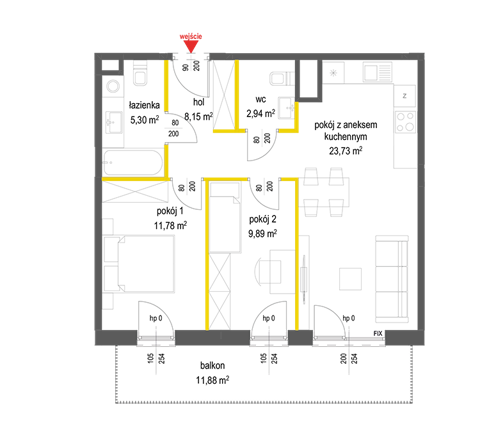 Plan 3 pok. 62m²