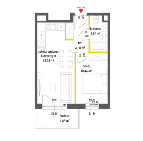 Plan 2 pok. 37m²