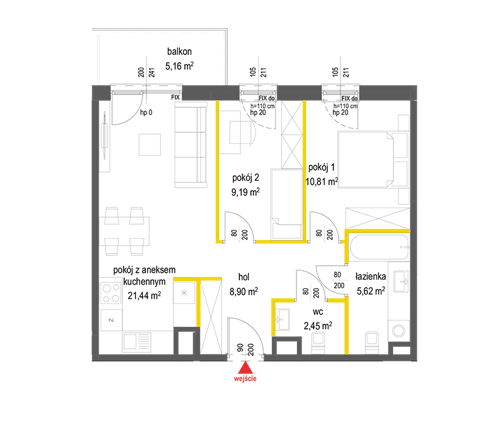 Plan 3 pok. 58m²