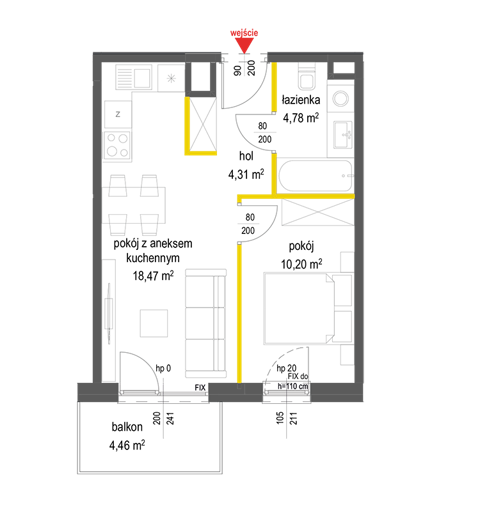 Plan 2 pok. 38m²