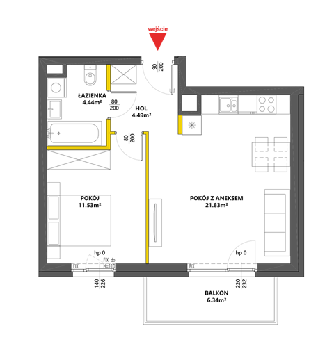 Plan 2 pok. 42m²