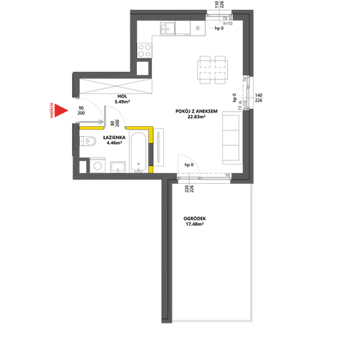 Plan 1 pok. 33m²