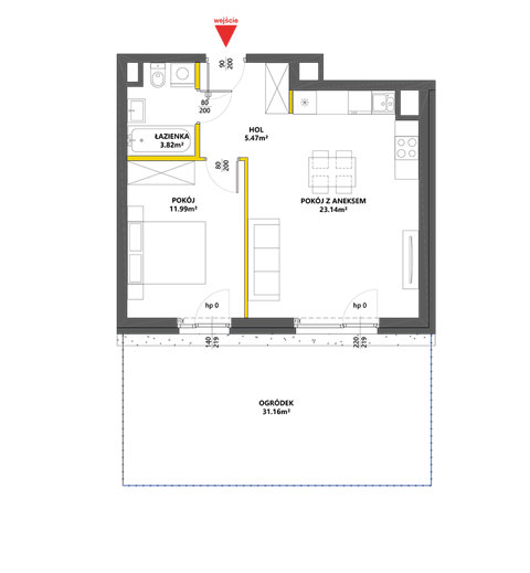 Plan 2 pok. 44m²
