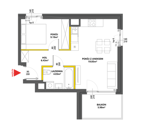 Plan 2 pok. 39m²