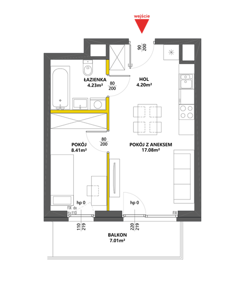 Plan 2 pok. 34m²