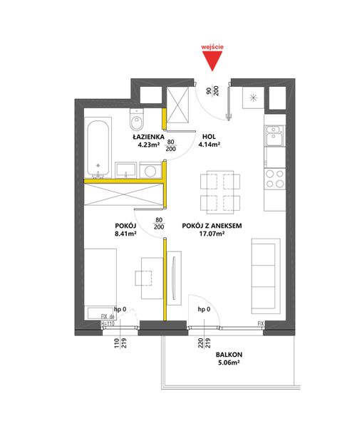Plan 2 pok. 34m²