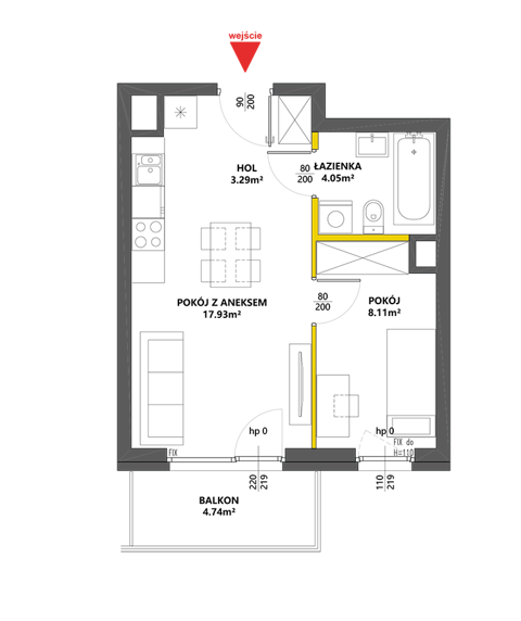 Plan 2 pok. 33m²