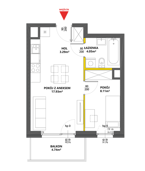 Plan 2 pok. 33m²