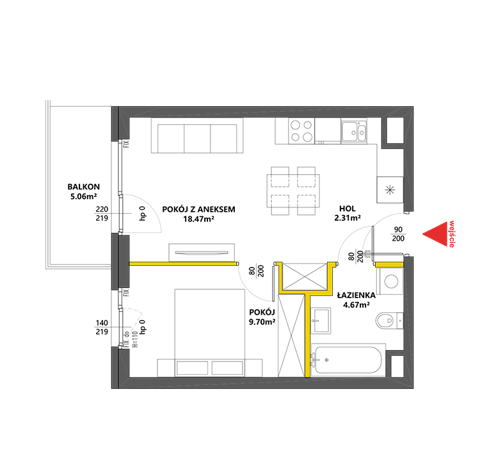 Plan 2 pok. 35m²