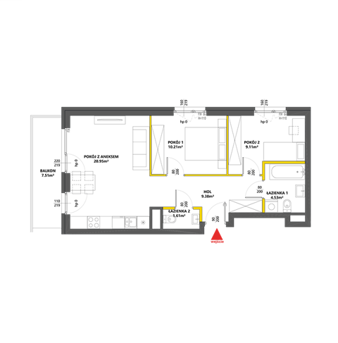 Plan 3 pok. 56m²