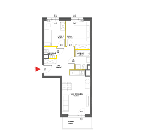 Plan 3 pok. 53m²